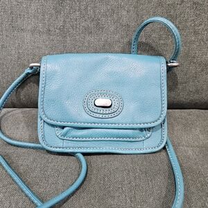 Fossil Teal Leather Mini Crossbody Purse